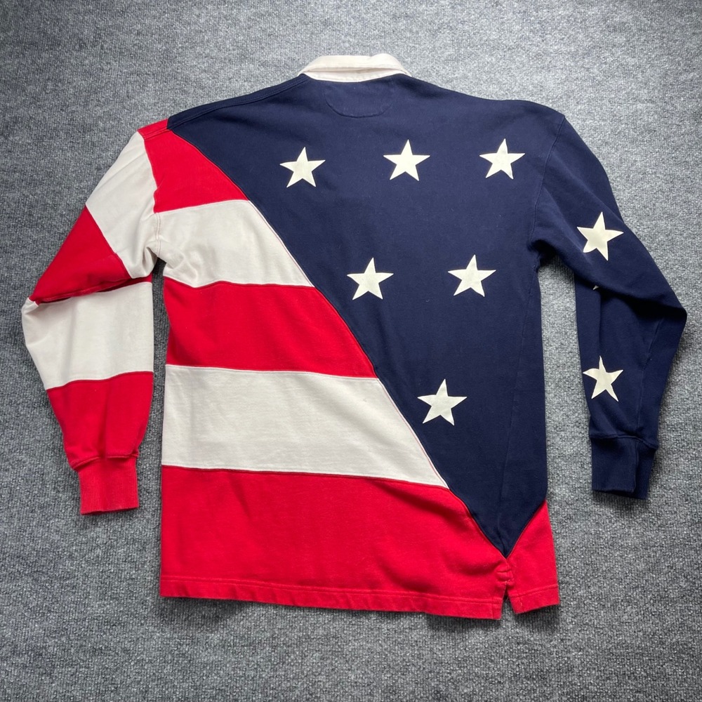 Britches Great Outdoors USA Flag Rugby Shirt Mens XL Stars Stripes Vintage Navy